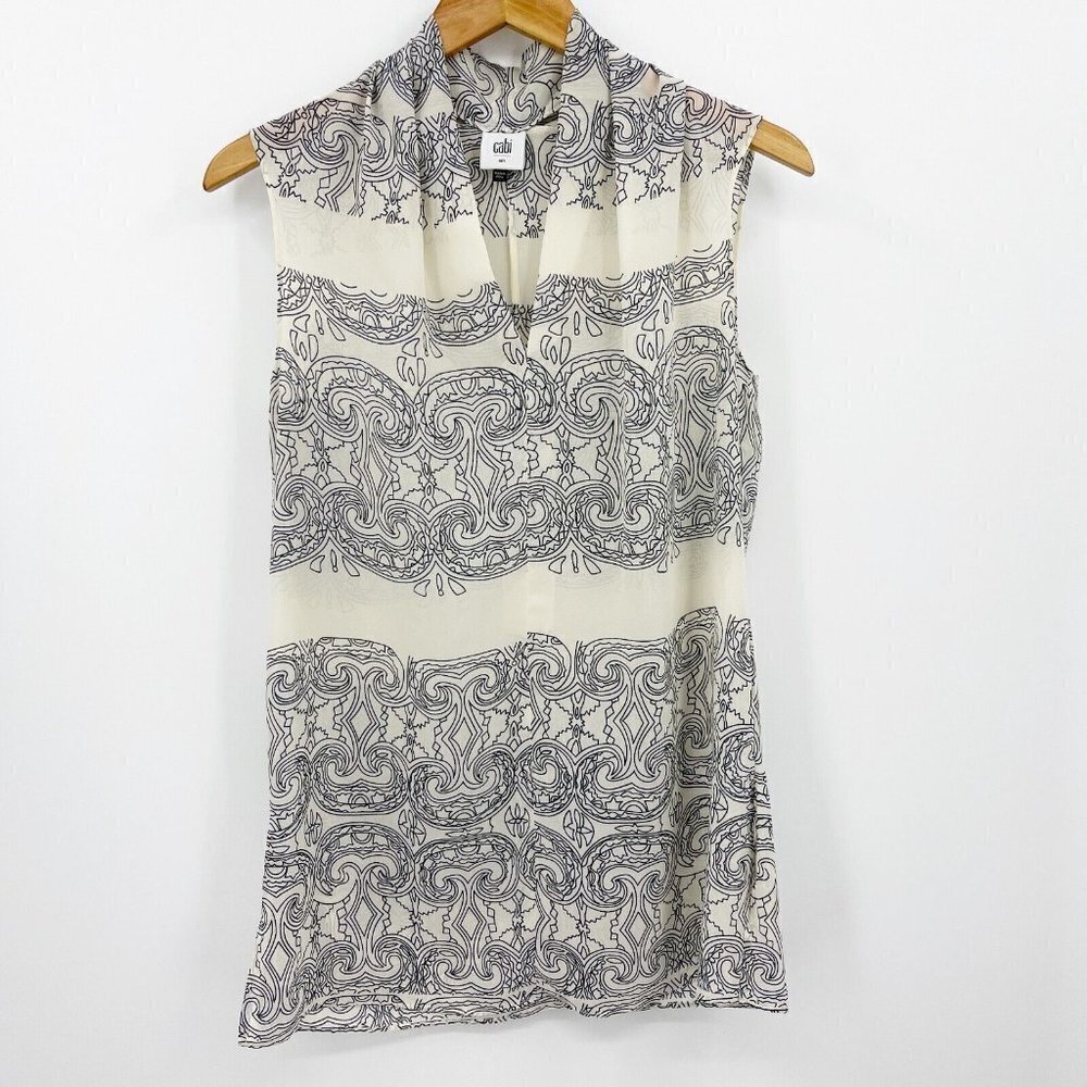 Cabi Scrollwork Scroll Print Tunic Blouse Top Ivo… - image 3